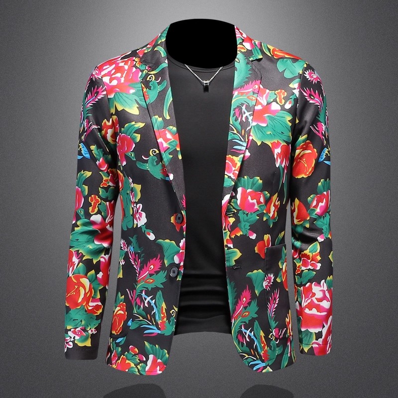 Large Men Formal Wear - Chinesischen Stil Nordosten Große Blumen Druck