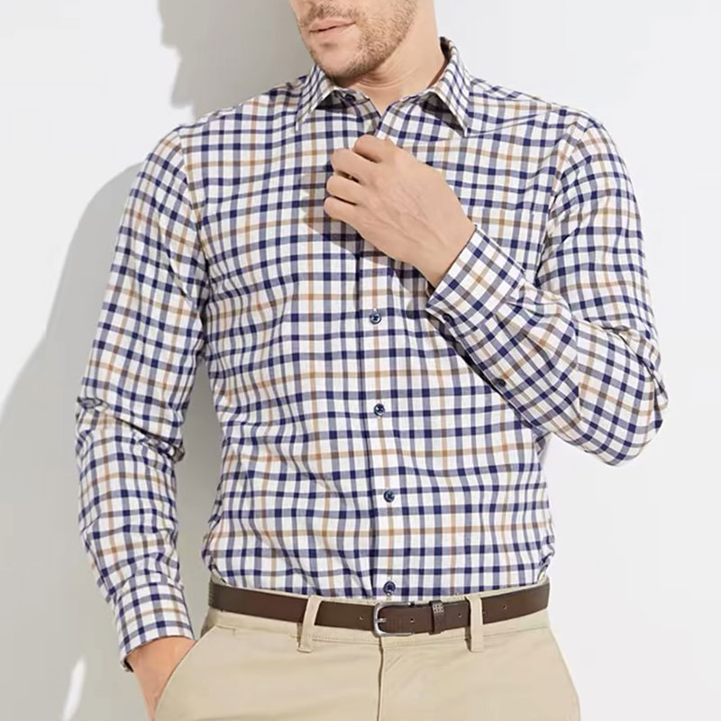 Men Formal Wear In Summer - Herren Langarmhemd aus reiner Baumwolle atmungsaktiv