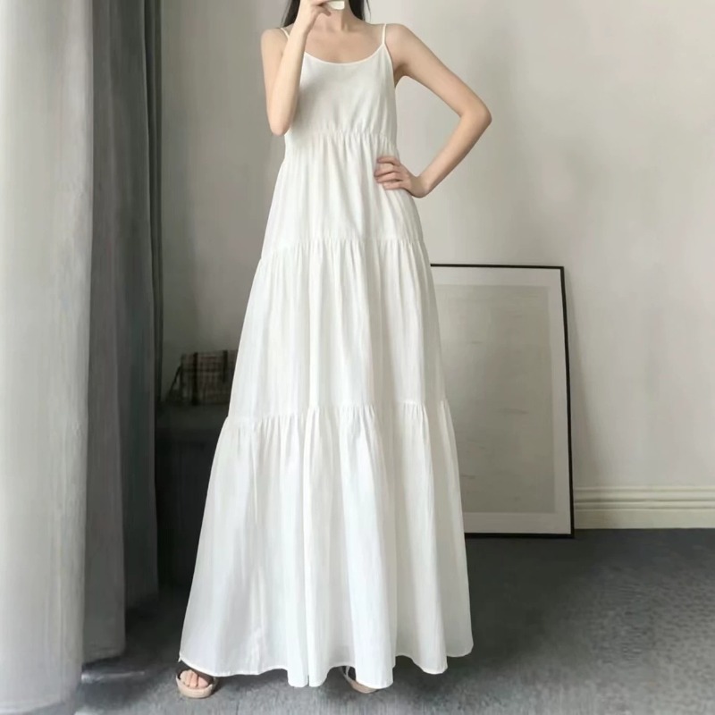 Men'S Formal Wear For Wedding Guest - Damen Ärmelloses Maxikleid mit Spaghettiträgern, Mehrschichtig,
