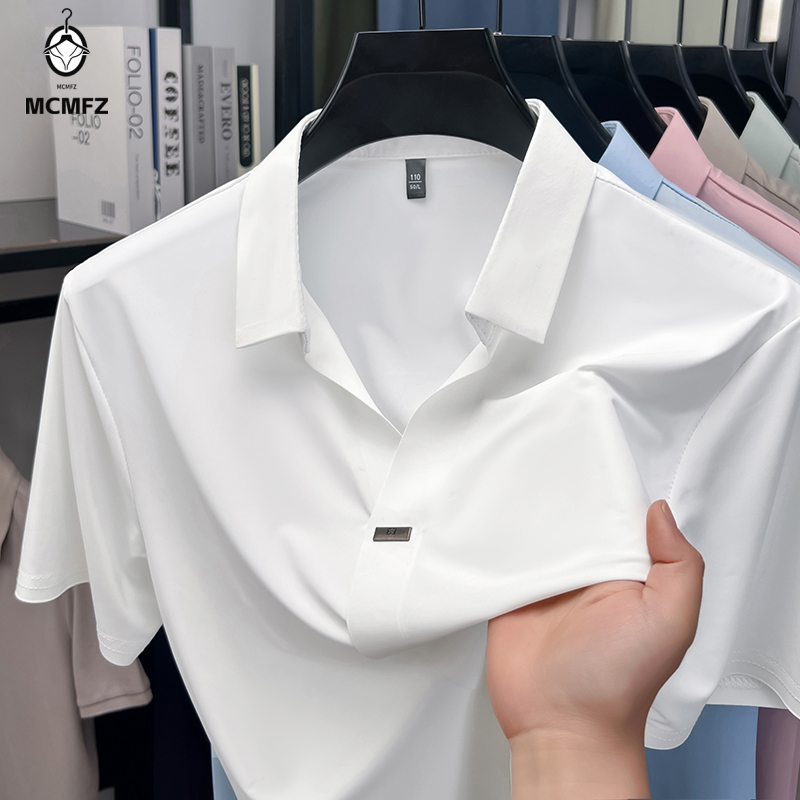 Men Formal Wear In Summer - Einfacher verdeckter Knopfverschluss für Herrenhemden mit