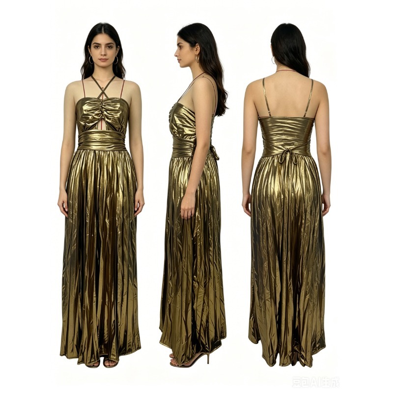 Men'S Formal Wear For Wedding Guest - Metallisches Abendkleid für Hochzeitsgäste mit Empire-Taille,
