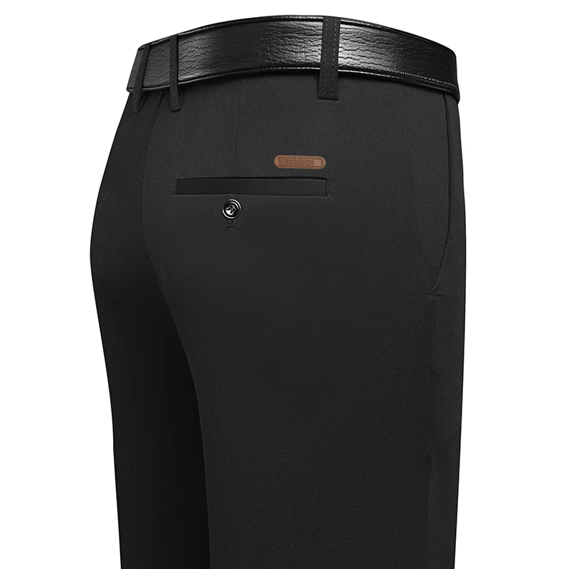 Men Formal Wear In Summer - Herrenhose mit geradem Bein, Lederetikett, Gesäßtasche,