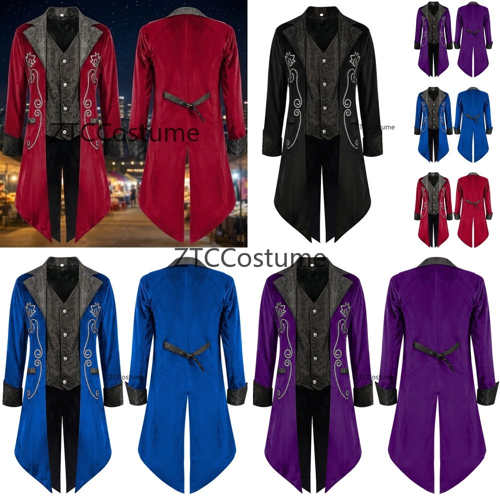Victorian Men'S Formal Wear - Steampunk viktorianischer Frack, mittelalterliches Cosplay-Kostüm, Vintage-Prinz-Smokinganzug