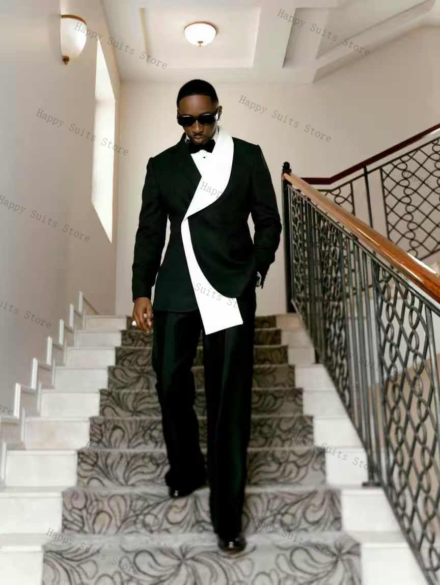 Schwarz-Weißer Herrenanzug Set – Men Formal Wear Black And White Bewertung und Preis