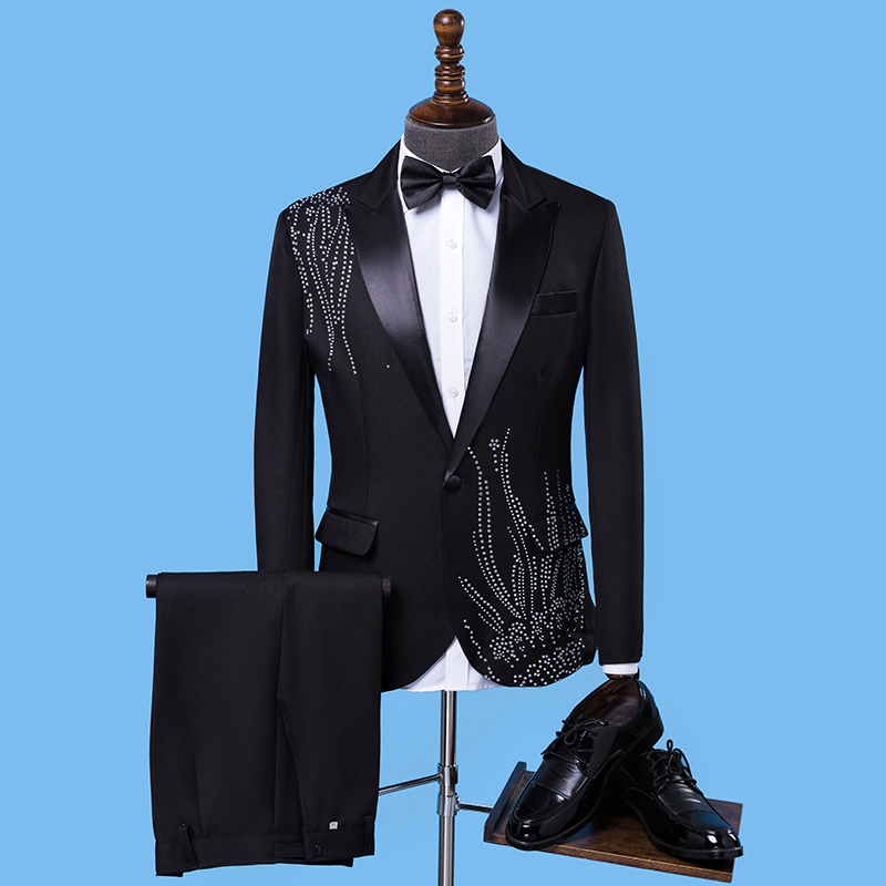 Herren Slim Fit Anzug mit Schw – Men Formal Wear Black And White Bewertung und Preis