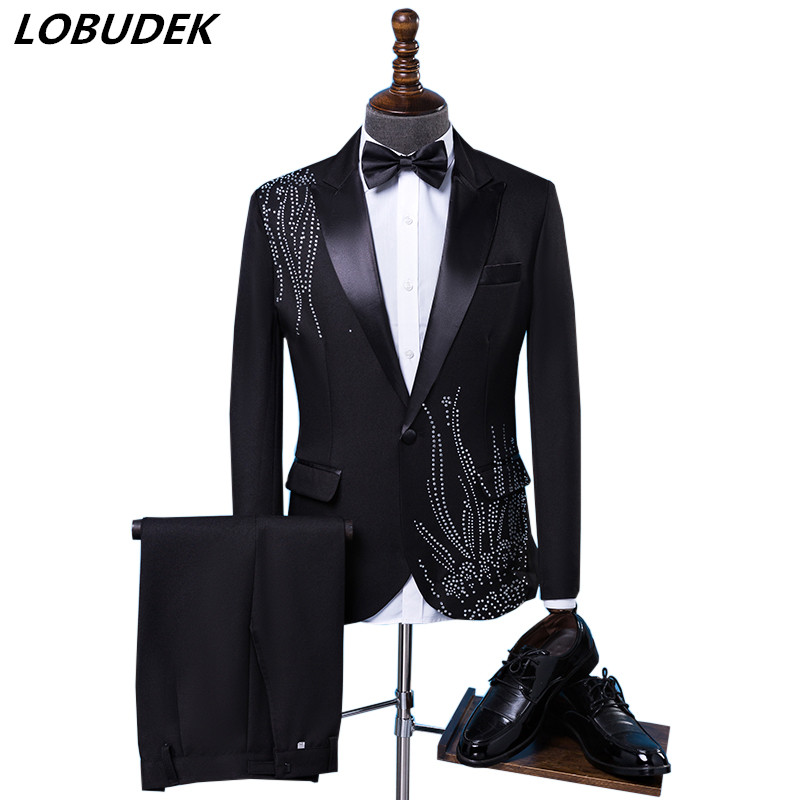 Herren Slim Fit Anzug mit Schw – Men Formal Wear Black And White Bewertung und Preis