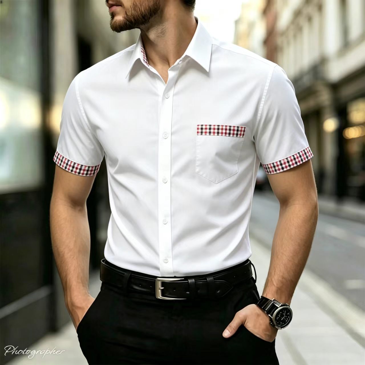 Herren-Kurzarmhemd mit kariert – Men Formal Office Wear Shirts Bewertung und Preis