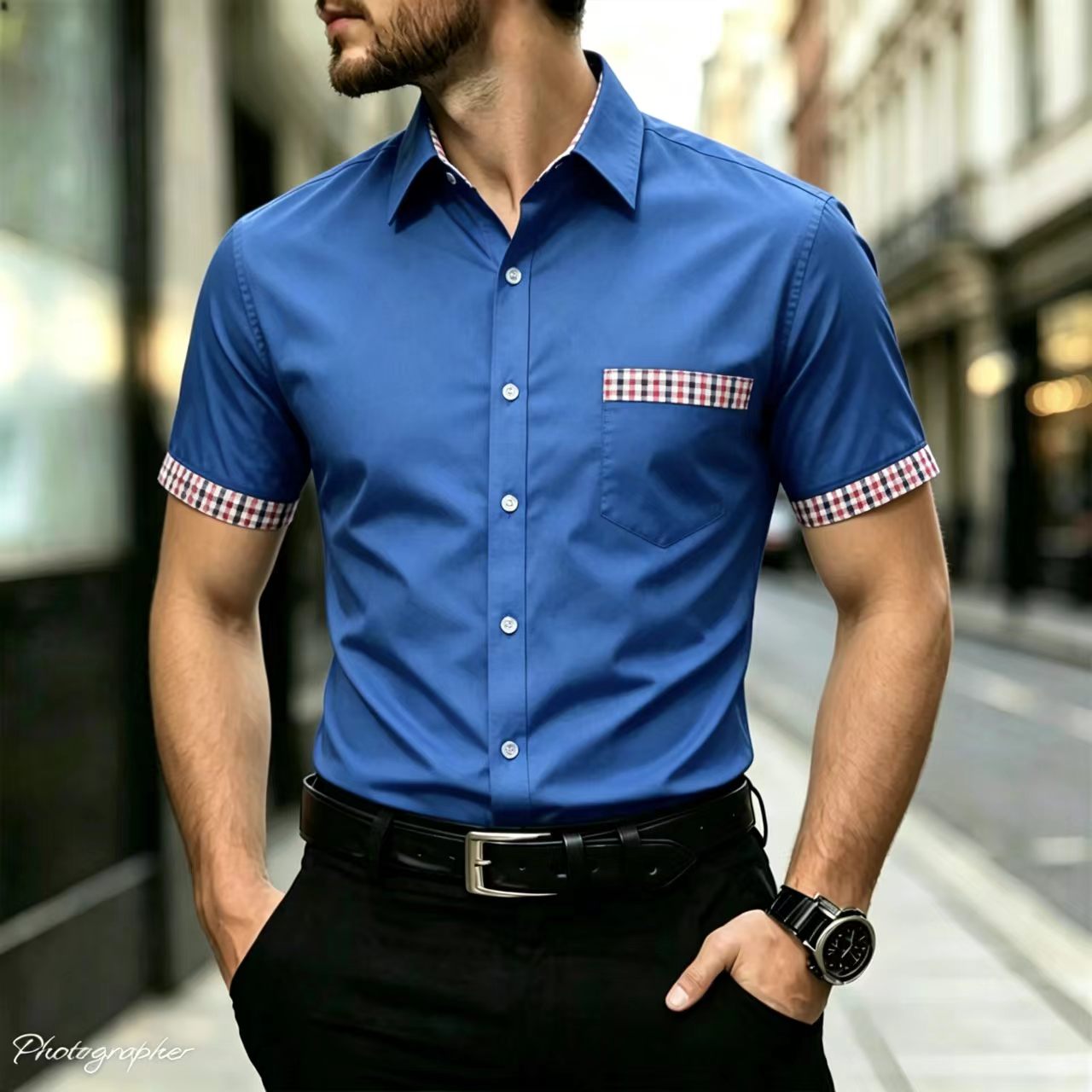 Herren-Kurzarmhemd mit kariert – Men Formal Office Wear Shirts Bewertung und Preis