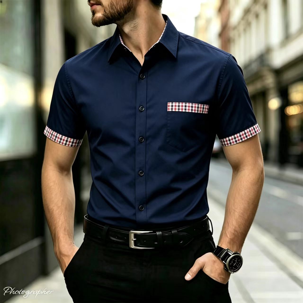 Herren-Kurzarmhemd mit kariert – Men Formal Office Wear Shirts Bewertung und Preis