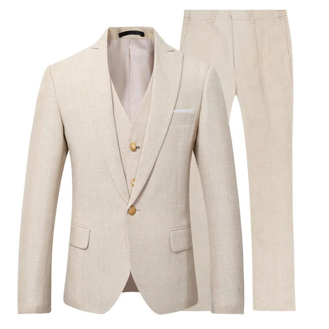 Beige Elfenbein Männer Anzug l – Men Linen Formal Wear Bewertung und Preis