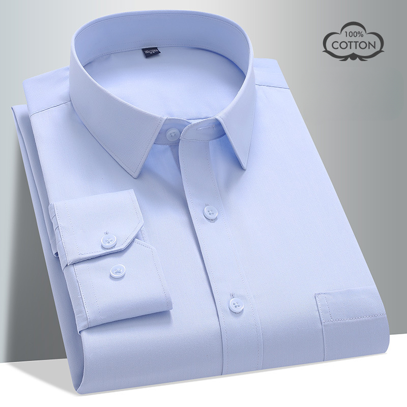 8XL Langarmshirt aus 100 % Bau – Men Formal Office Wear Shirts Bewertung und Preis