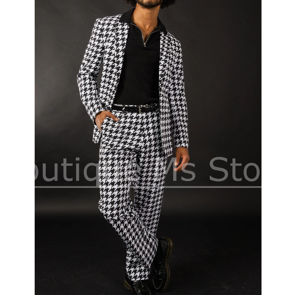 Schwarz-weißer Hahnentritt-Her – Men Formal Wear Black And White Bewertung und Preis