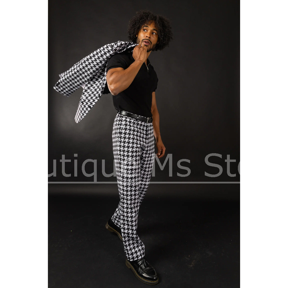 Schwarz-weißer Hahnentritt-Her – Men Formal Wear Black And White Bewertung und Preis