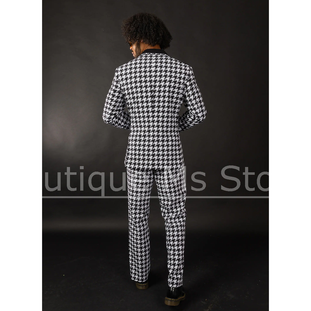 Schwarz-weißer Hahnentritt-Her – Men Formal Wear Black And White Bewertung und Preis