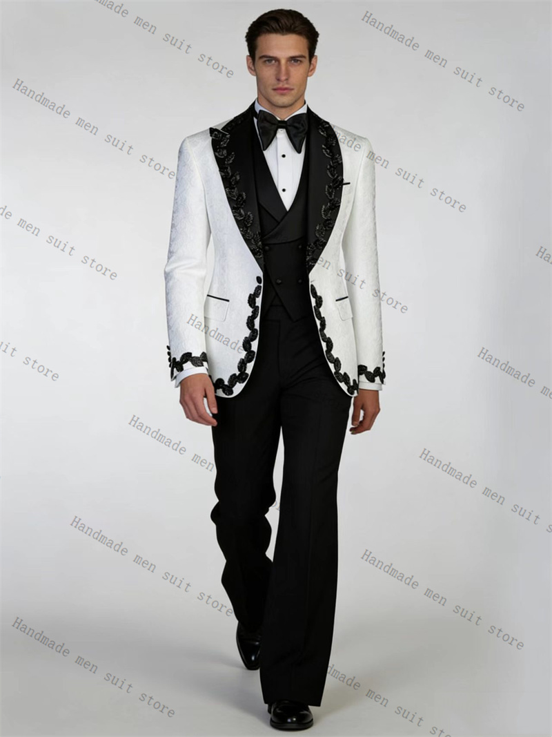 Weiß-Schwarzer Herrenanzug Set – Men Formal Wear Black And White Bewertung und Preis