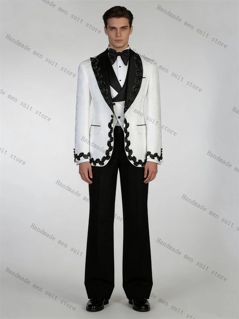 Weiß-Schwarzer Herrenanzug Set – Men Formal Wear Black And White Bewertung und Preis