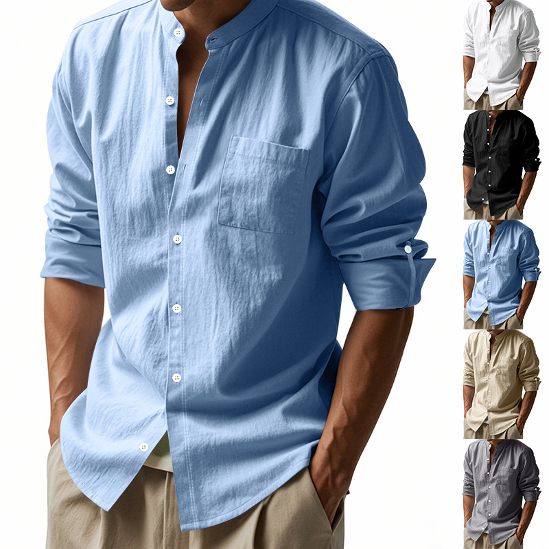 Herren-Hemd aus Leinen mit Ste – Men Linen Formal Wear Bewertung und Preis